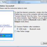 Завершение установки программы PDANet
